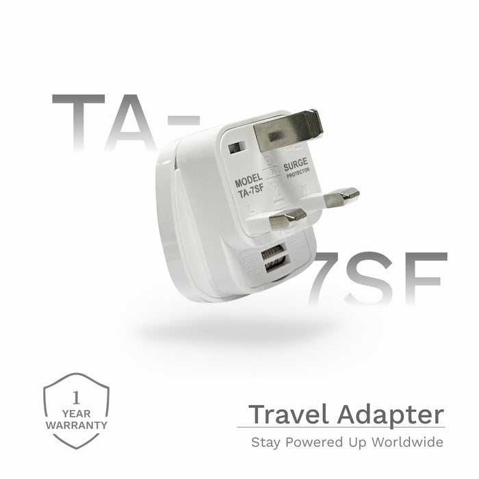 SOUNDTEOH TA-7SF 13A TRAVEL ADAPTOR W/SURGE PROTECTOR