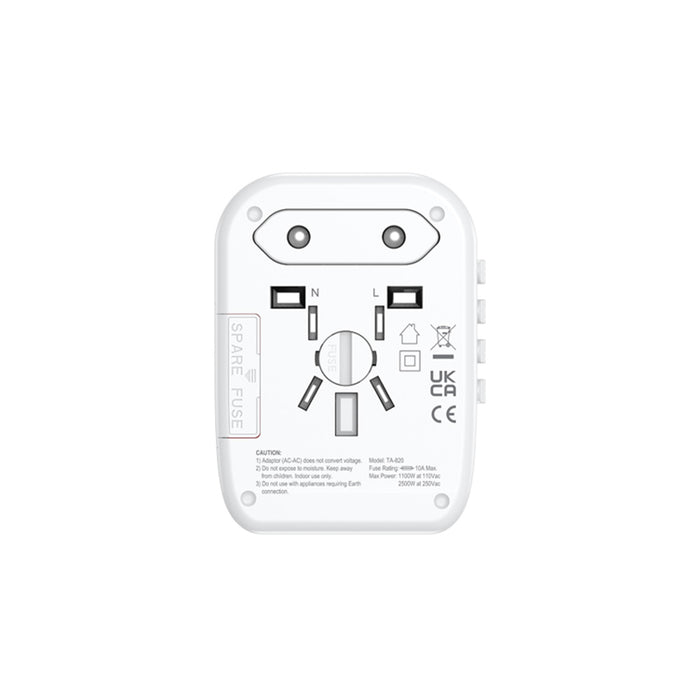 SOUNDTEOH TA-820 TLRABEL ADAPTOR WITH 20W FOUR USB-A+C QUICK