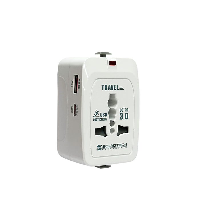SOUNDTEOH TA-670 TLRABEL ADAPTOR WITH USB-A + C QUICK CHARGER