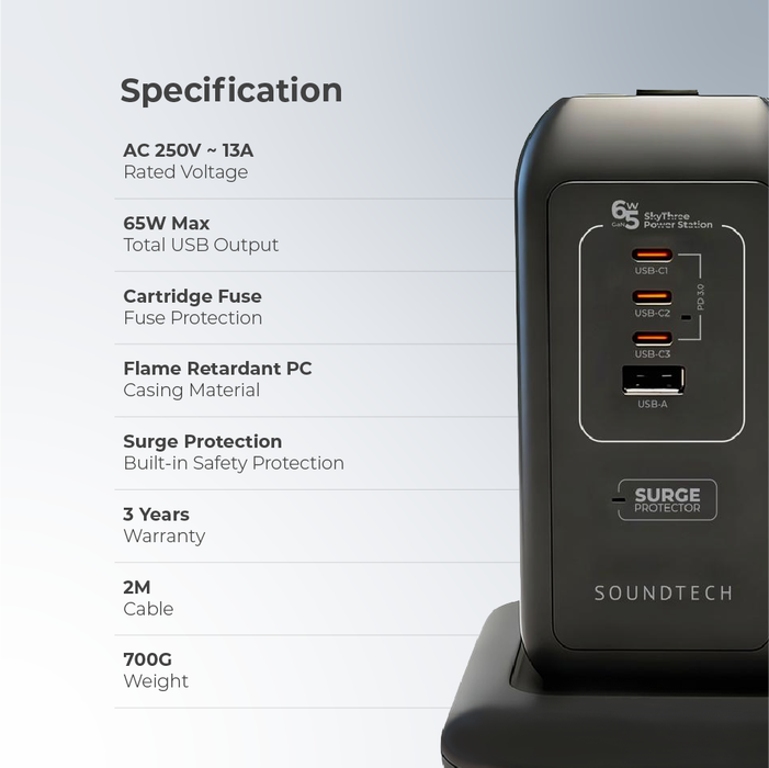 SOUNDTECH PTS-665C SKYTHREE POWER STATION 65WATT