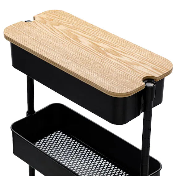 NON-SLIP WOOD TRAY FOR  STEEL WAGON TROLLEY SLIM GF-14042S