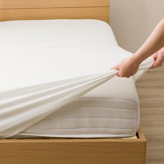FITTED SHEET38 WGAUZE WH SZ38 D