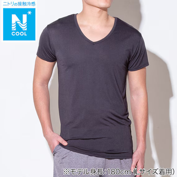 MENS COOL VNECK TSHIRTNE MESH BK L