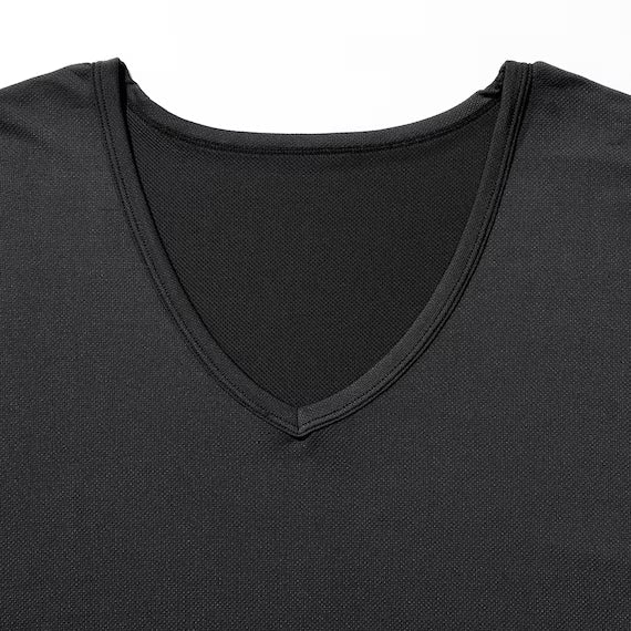 MENS COOL VNECK TSHIRTNE MESH BK L