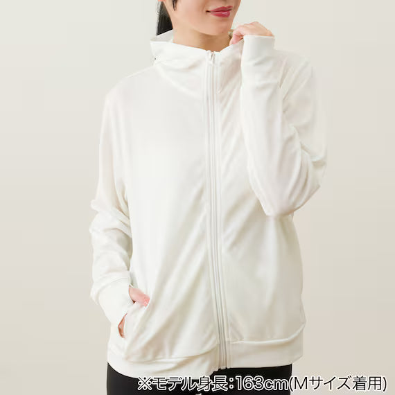 WOMENS UV CUT COOL HOODIE NE MESH WH L