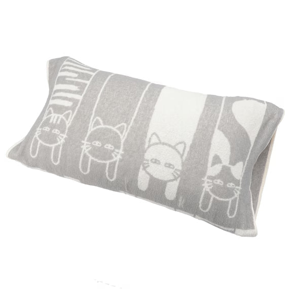 STRETCH PILE PILLOWCOVER DECO CAT GY