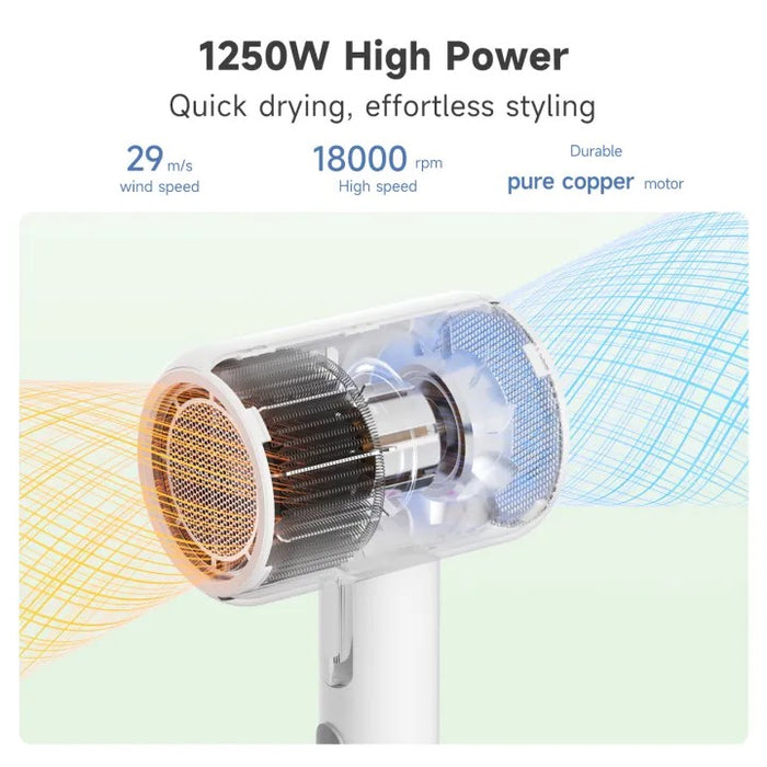 FOLDING HAIR DRYER 008 W/ION WH