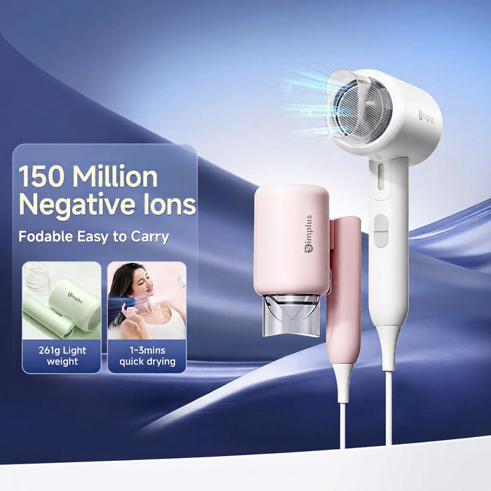 FOLDING HAIR DRYER 008 W/ION WH