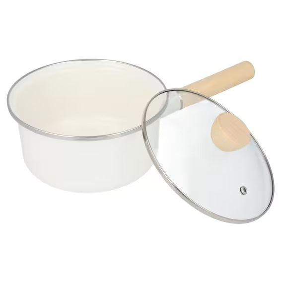 ENAMEL SAUCEPAN 18CM WH