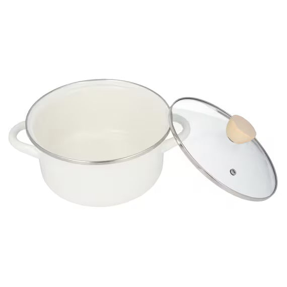 ENAMEL CASSEROLE 20CM WH