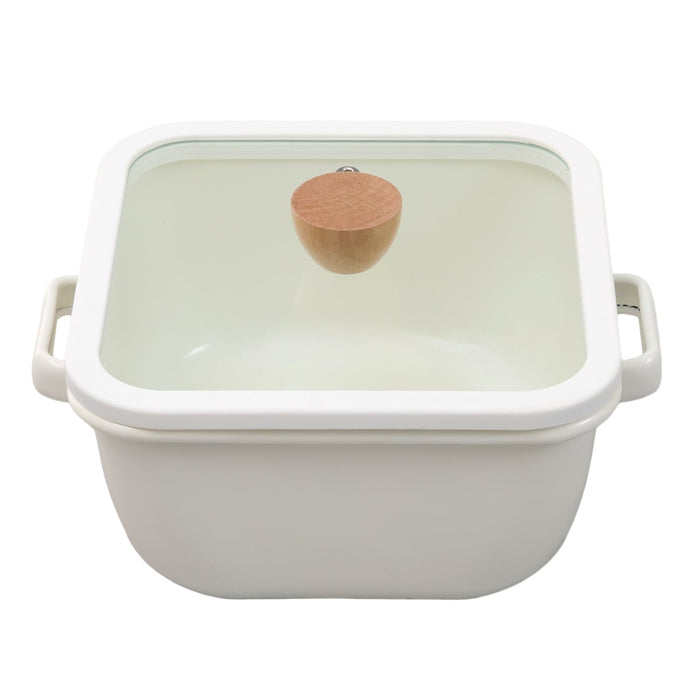 SQUARE ENAMEL DEEP POT 20CM
