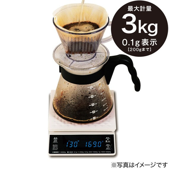 COFFEE & KTN SCALE 3KG SQ W/COVER WH
