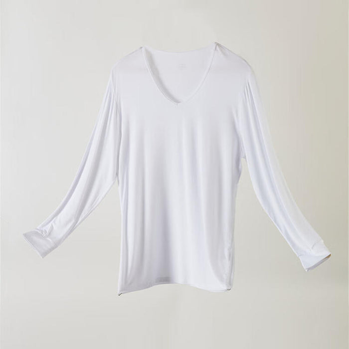 MEN MODAL LYCRA VNECK LONG WH XXL