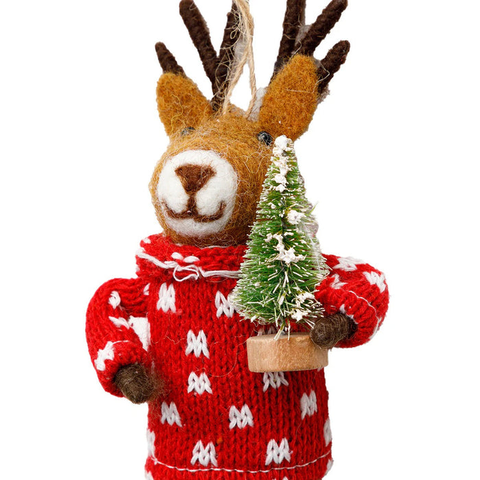 CHRISTMAS ORNAMENT KNIT REINDEER D N5GL