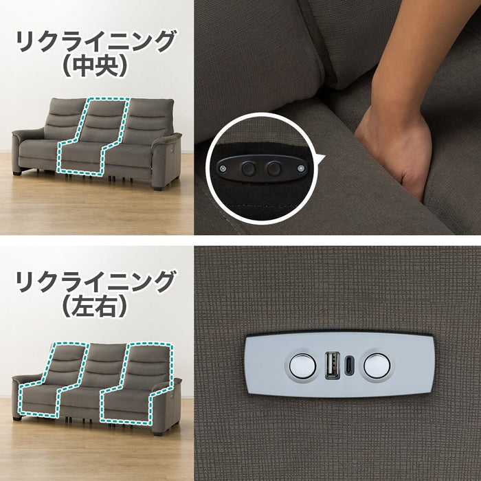 3 ELECTRIC 3P SOFA N-BELIEVA 3 MICROFIBER GY