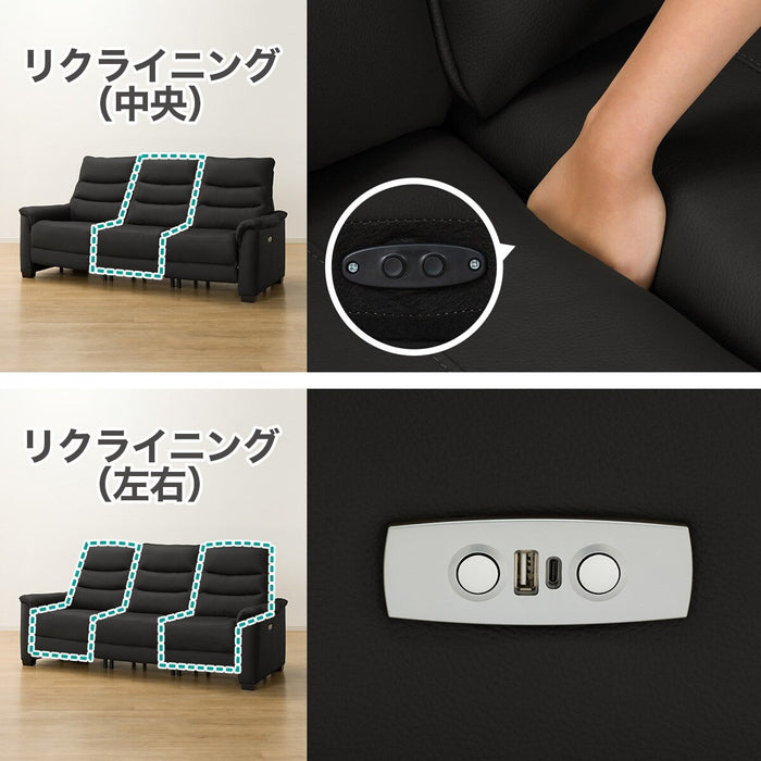 3 ELECTRIC 3P SOFA N-BELIEVA 3 LEATHER BK