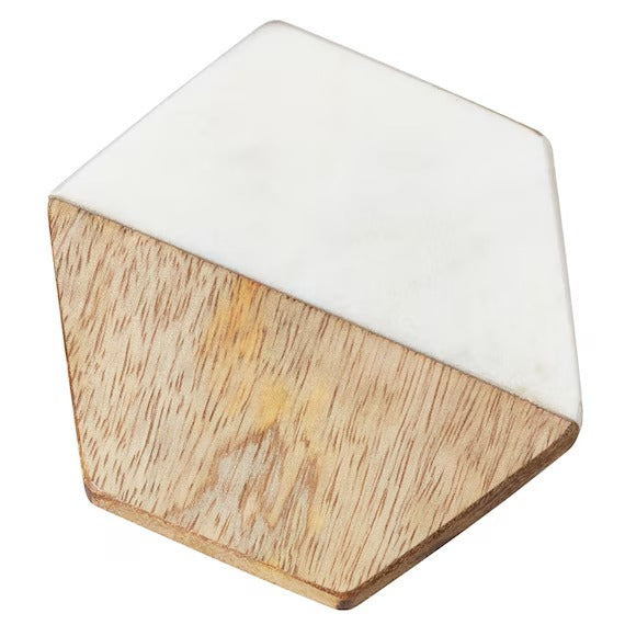 MARBLE AND WOOD COASTER HEXAGON IV AB02