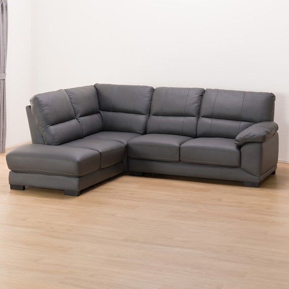 CORNER SOFA WALL3-KD RC LETHER-C1 GY