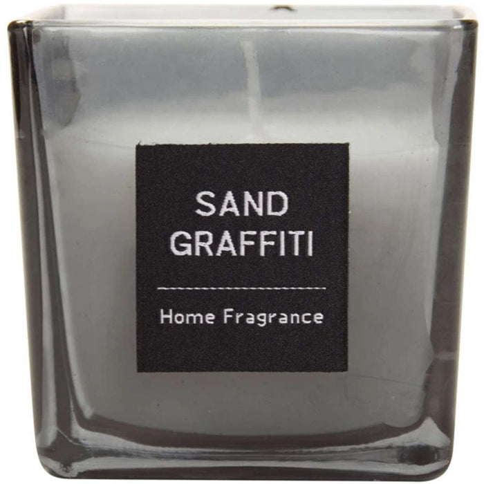GLASS CANDLE GEORGE BK SAND GRAFFITY