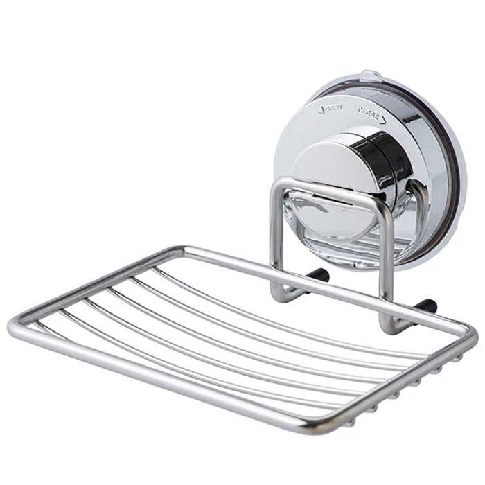 STAINLESS SOAP DISH WITH SUCTION CUP CRED