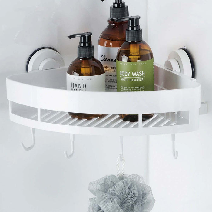 CORNER RACK CRED WITH HOOKS & SUCTION CUP
