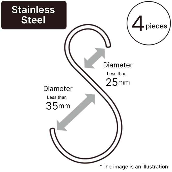 STAINLESS S-HOOK 25-35 4P