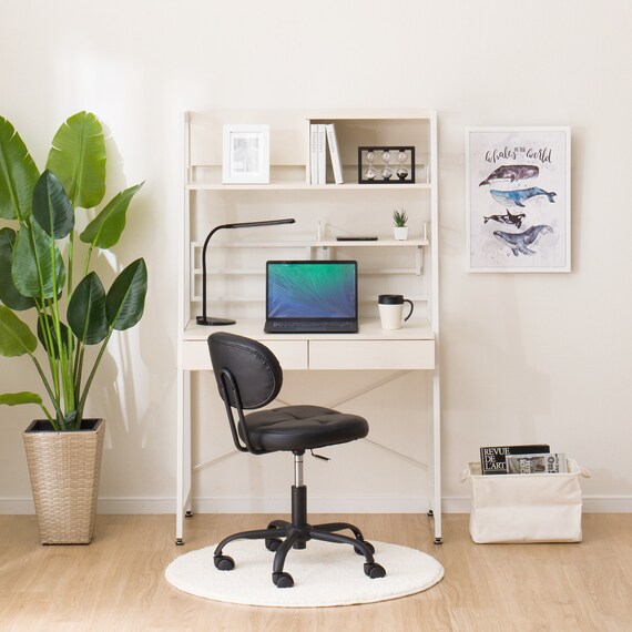 Space saving desk outlet and chair