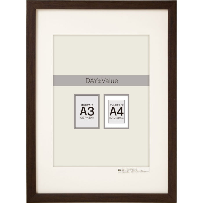 PICTURE FRAME A3 A4 W MAT DBR N3