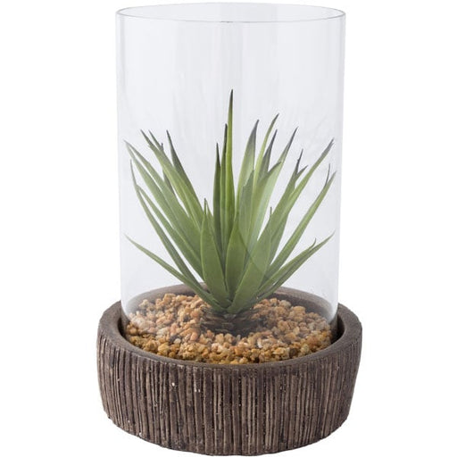 Sword Grass in Cement Holder with Glass and stones HA34086GN