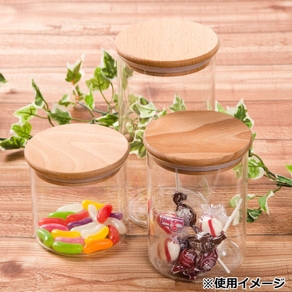 Canister with wood lid top